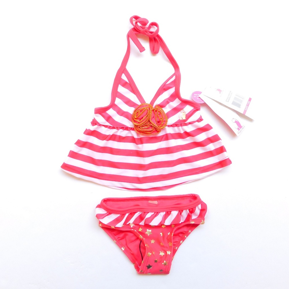 Rugged Bear Baby Girl 12 M Coral Tankini Swimsuit